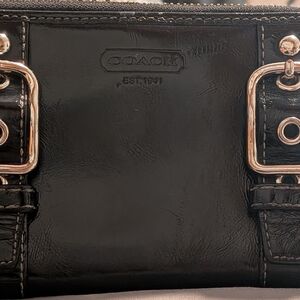 Coach Vintage Soho Black Patent Leather Silver Buckle Wallet